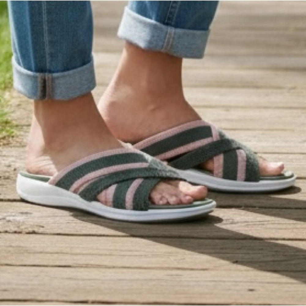 GREEN and PINK SANDALS, Size 40, NEW IN PACKAGE